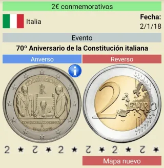 Moneda conmemorativa de dos euros Italia 2018