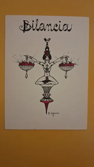 Cartolina artistica zodiacale oroscopo Bilancia