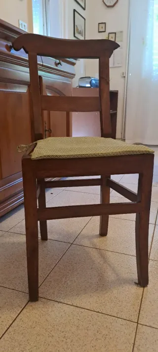 3 sedie in legno noce con seduta fatta a mano