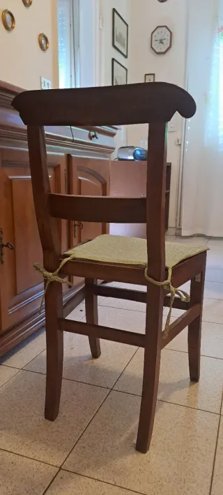 3 sedie in legno noce con seduta fatta a mano
