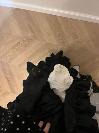 Traje flamenca negro con lunares blanco