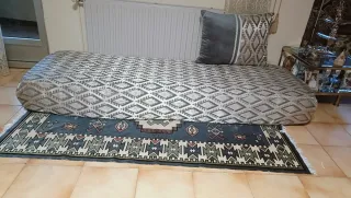 Sofá cama con cojín estampado