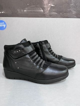 Botín de Piel Velcro Elásticos Tallas 37-38 Nuevos
