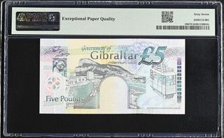 Billete Gibraltar 5 Libras 2000 PMG-67 EPQ