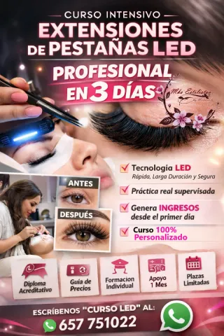 Curso Especialista de Extensiones de pestañas Led