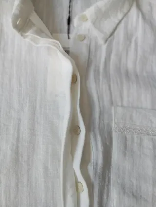 Zara Short-Sleeved Shirt White Ibiza Style