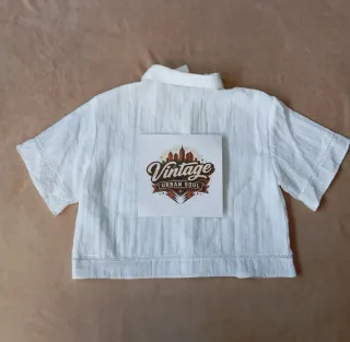 Zara Short-Sleeved Shirt White Ibiza Style