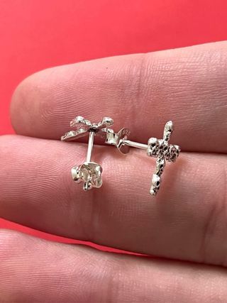 Llamativos Pendientes Cruz Calaveras Plata 925