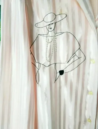 Camisón satinado rosa a rayas