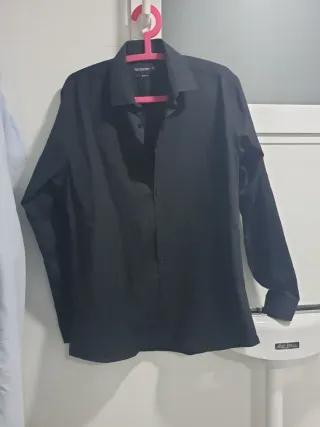 Camisa hombre negra 16" slim fit