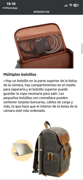 Zaino fotografico retrò per fotocamera reflex