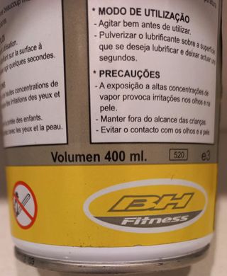 Lubricante Anti-Fricción Spray BH Fitness 400ml.