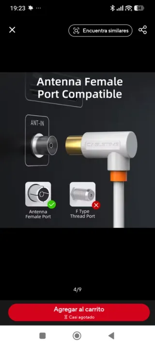 Cable Antena tv Macho a Macho 2m