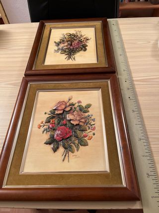 Lote de 2 cuadros artesanales en tres dimensiones