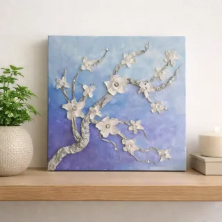 “Quadro moderno 3D con fiori in rilievo – 25x25