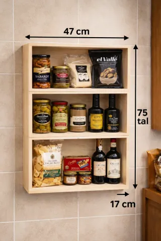 Estantería tres cajas de madera para comercios