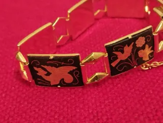 Bracciale vintage oro nero uccelli