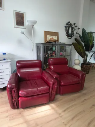 Sillones Vintage Piel Rojo (2 unidades)