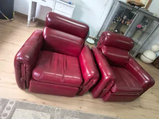 Sillones Vintage Piel Rojo (2 unidades)