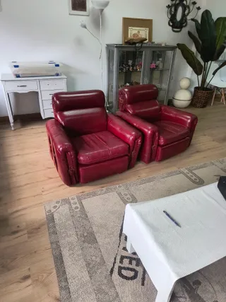 Sillones Vintage Piel Rojo (2 unidades)