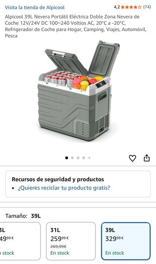 Nevera Portátil Alpicool 40L Doble Zona 12V/24V