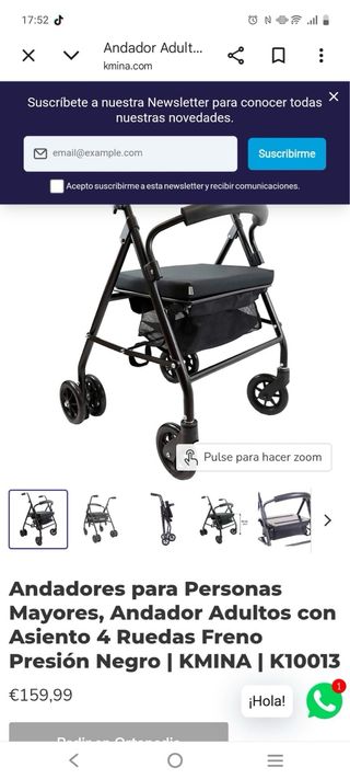 Andador con asiento valorado en 159 €  Sevende 75€