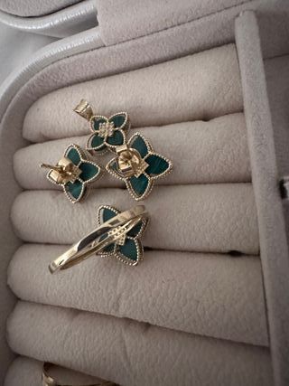 Set Gioielli Fiori Verdi 14k