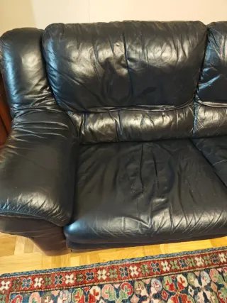 Sofá Piel Sintética Azul Marino