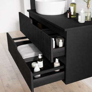 MUEBLE BAÑO 80 NUEVO NEGRO SUSPENDIDO