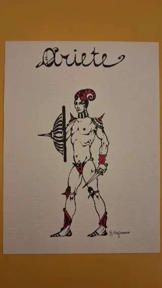 Cartolina artistica zodiacale oroscopo Ariete