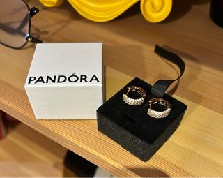 Pendientes Aro Pandora Bañados en Oro Rosa