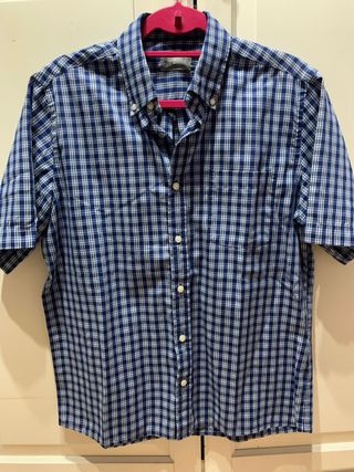 Camisa de cuadros azul y gris
