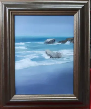 Pintura de marina con marco