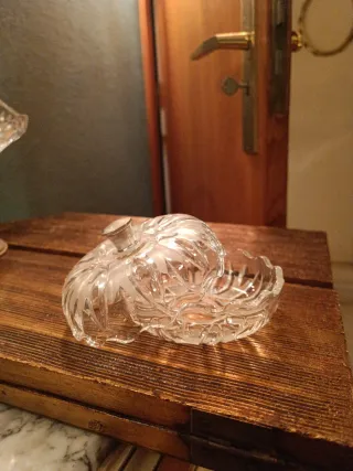 Joyero cristal con pomo de Plata