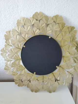 Espejo y 2 Marcos Decorativos Metal Dorado