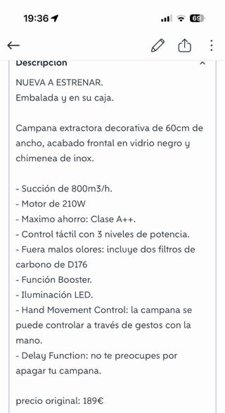 Campana extractora bolera flux DT608001