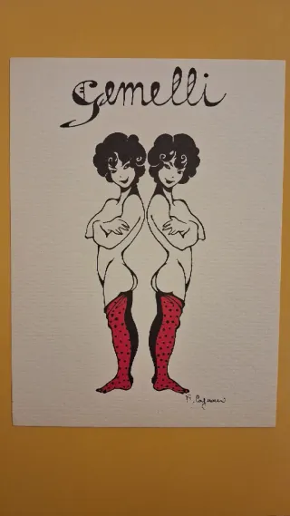Cartolina artistica zodiacale oroscopo Gemelli