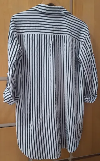 Vestido Camisero Rayas Blanco y Negro