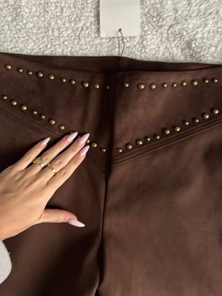 Pantalon flare efecto ante