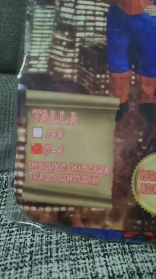 Disfraz de Spiderman 3/4 años