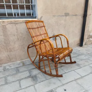 Mecedora bambú antigua Mid Century