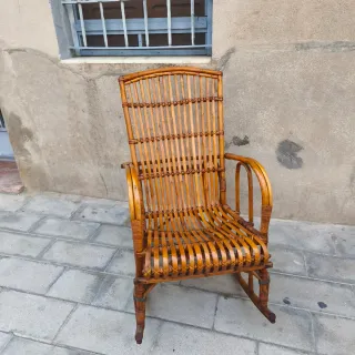 Mecedora bambú antigua Mid Century