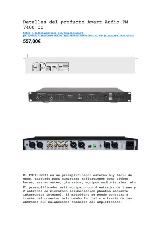 Preamplificador LD Systems PM 7400 II Preamp Mixer