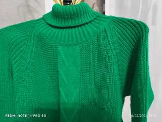 Jersey Lana Mujer Cuello Alto Verde Talla Única