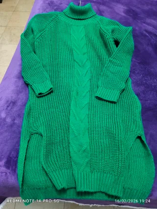 Jersey Lana Mujer Cuello Alto Verde Talla Única