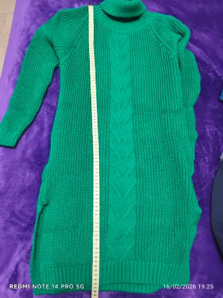 Jersey Lana Mujer Cuello Alto Verde Talla Única