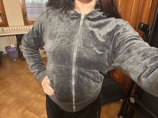 Sudadera Bebe Sport terciopelo gris Y2K / 2000s