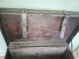 Baúl vintage restaurado madera maciza ideal decora