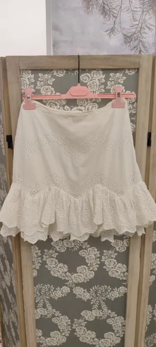 Falda blanca encaje H & M T 42