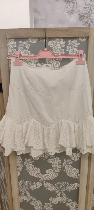 Falda blanca encaje H & M T 42